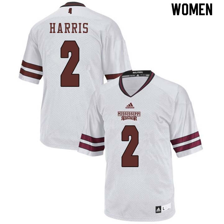 Women #2 Walt Harris Mississippi State Bulldogs College Football Jerseys Sale-White